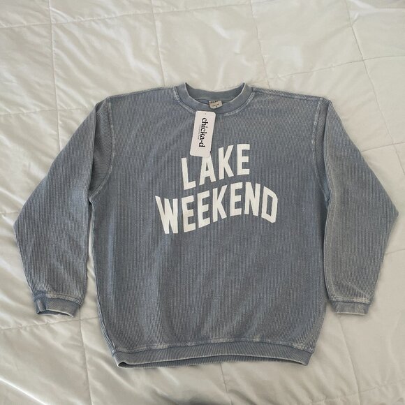 Chicka-d Sweaters - New with Tags LAKE WEEKEND Long Sleeve Letter Print Pullover Sweatshirt size S